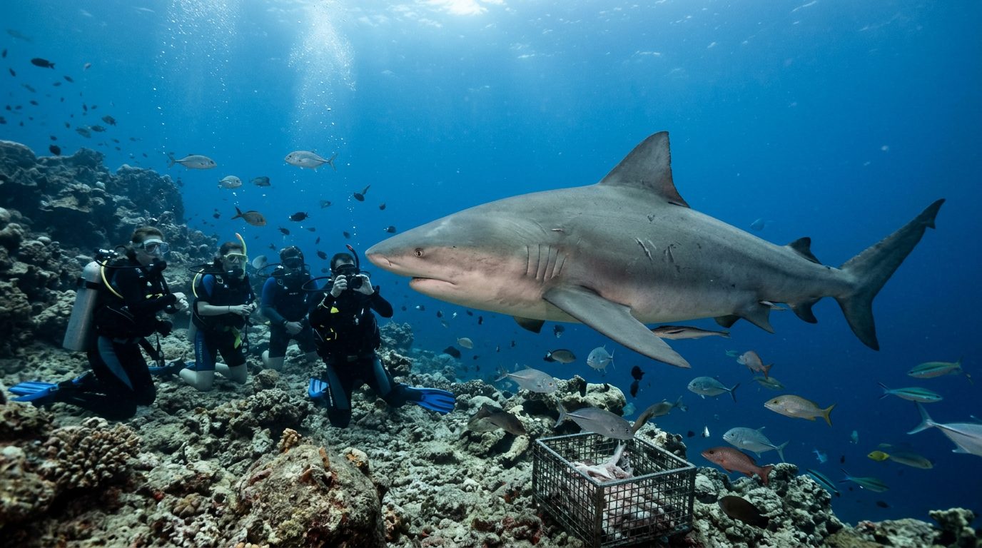 Group of reef sharks at Beqa Lagoon marine reserve