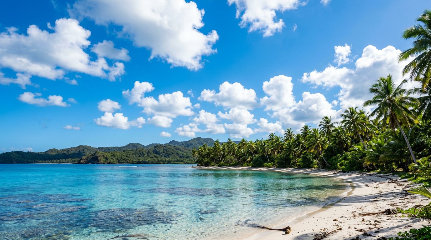 Fiji dry season sky over lagoon