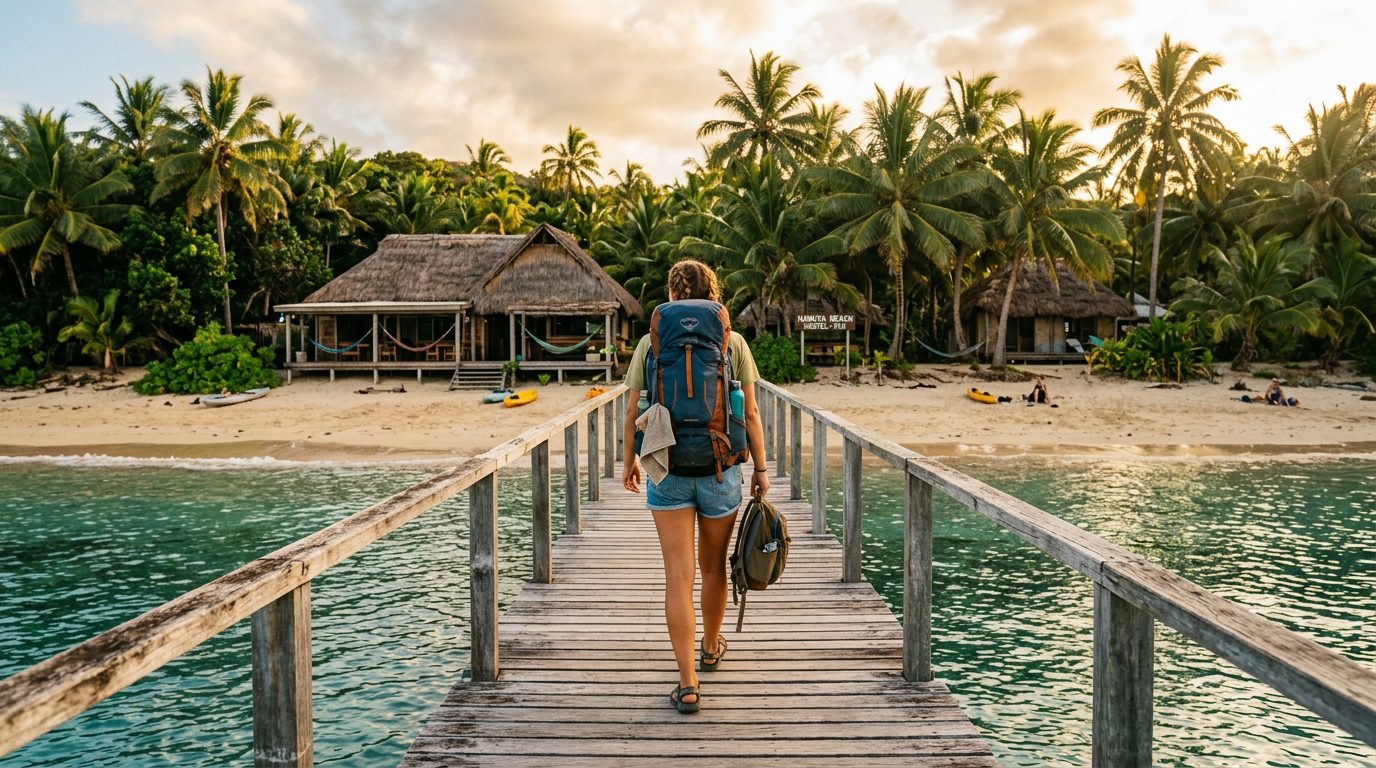 Simple Fiji backpacker dorm bure