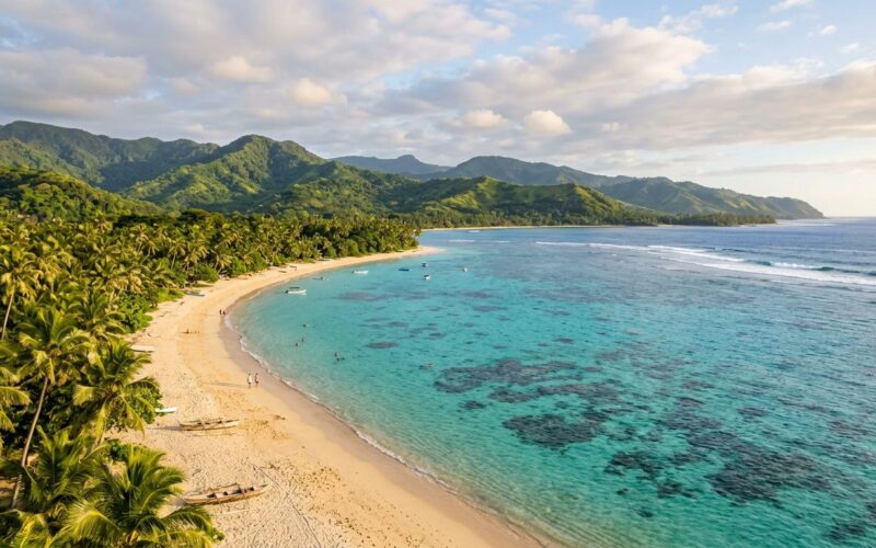 Coral Coast Fiji palm fringed beach