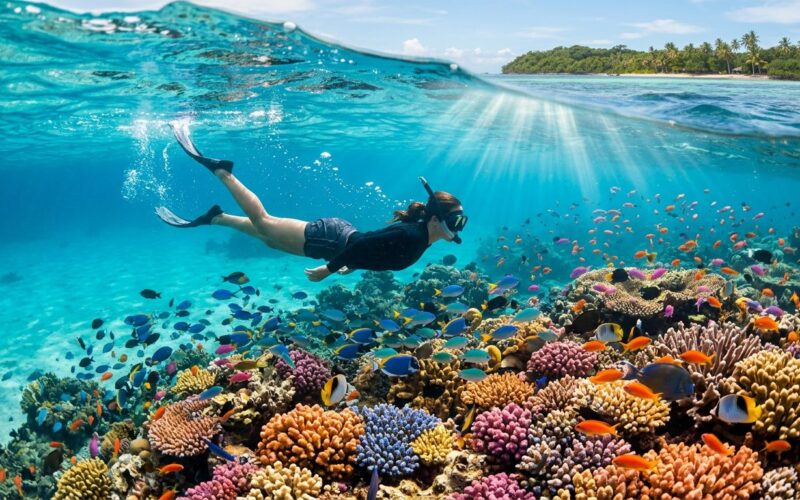 Snorkeling Fiji coral reef