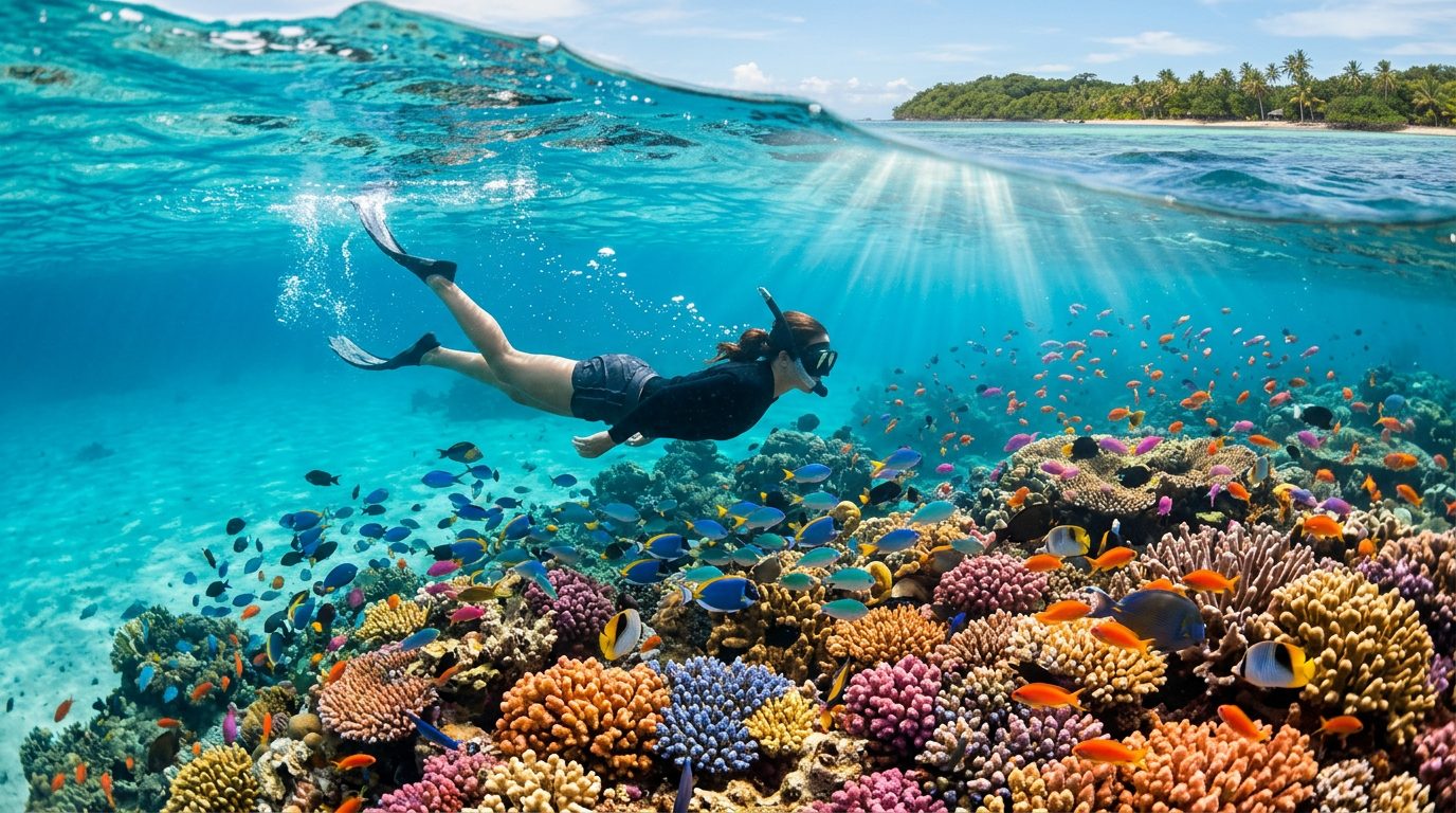 Snorkeling Fiji coral reef
